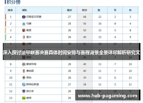 深入探讨法甲联赛决赛具体时间安排与赛程背景全景详尽解析研究文